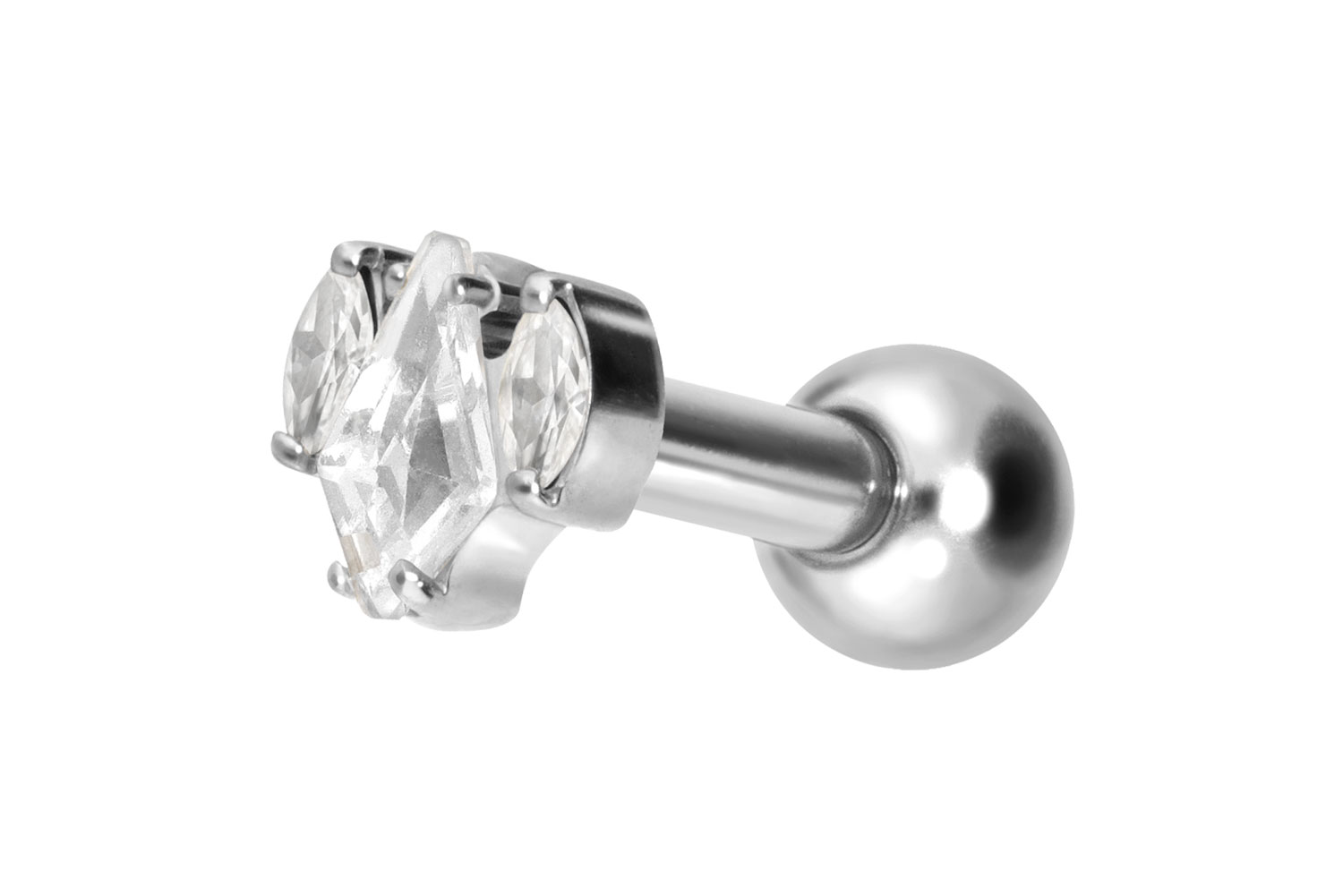 Titan Ohrpiercing mit Innengewinde KRISTALLSCHILD + KRISTALLOVALE